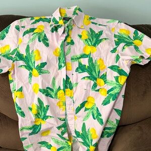 J. Crew Factory Lemon Print Shirt - Pink and Green